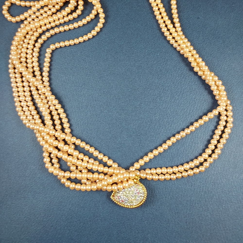 Vintage | Marvella Gold Tone Faux Pearl Necklace